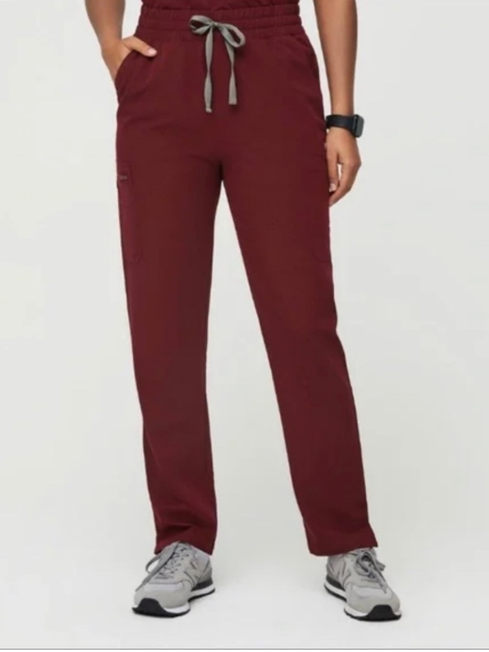 Figs Scrubs Technical Collection High Waist Yola Pants Burgundy Small